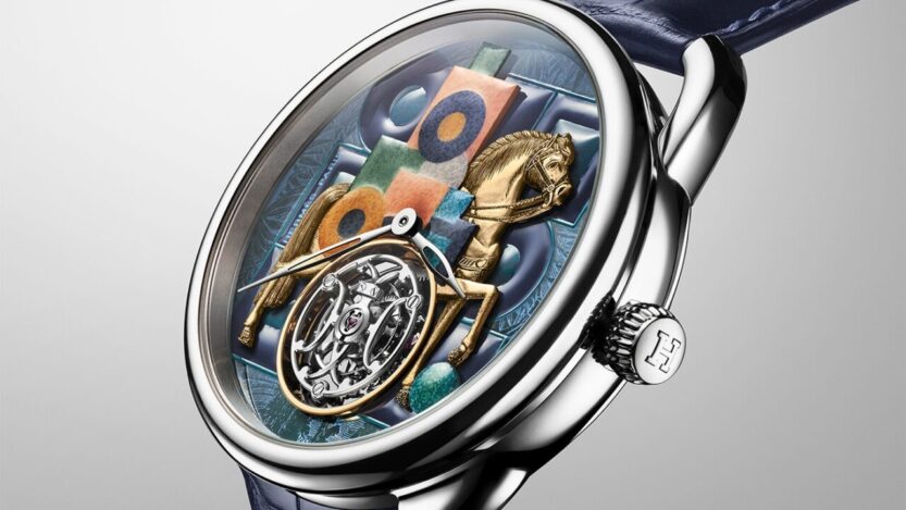 A Hermès új Arceau Cavalier en Formes óráján a kubista lovasművészet és a haute horlogerie találkozik