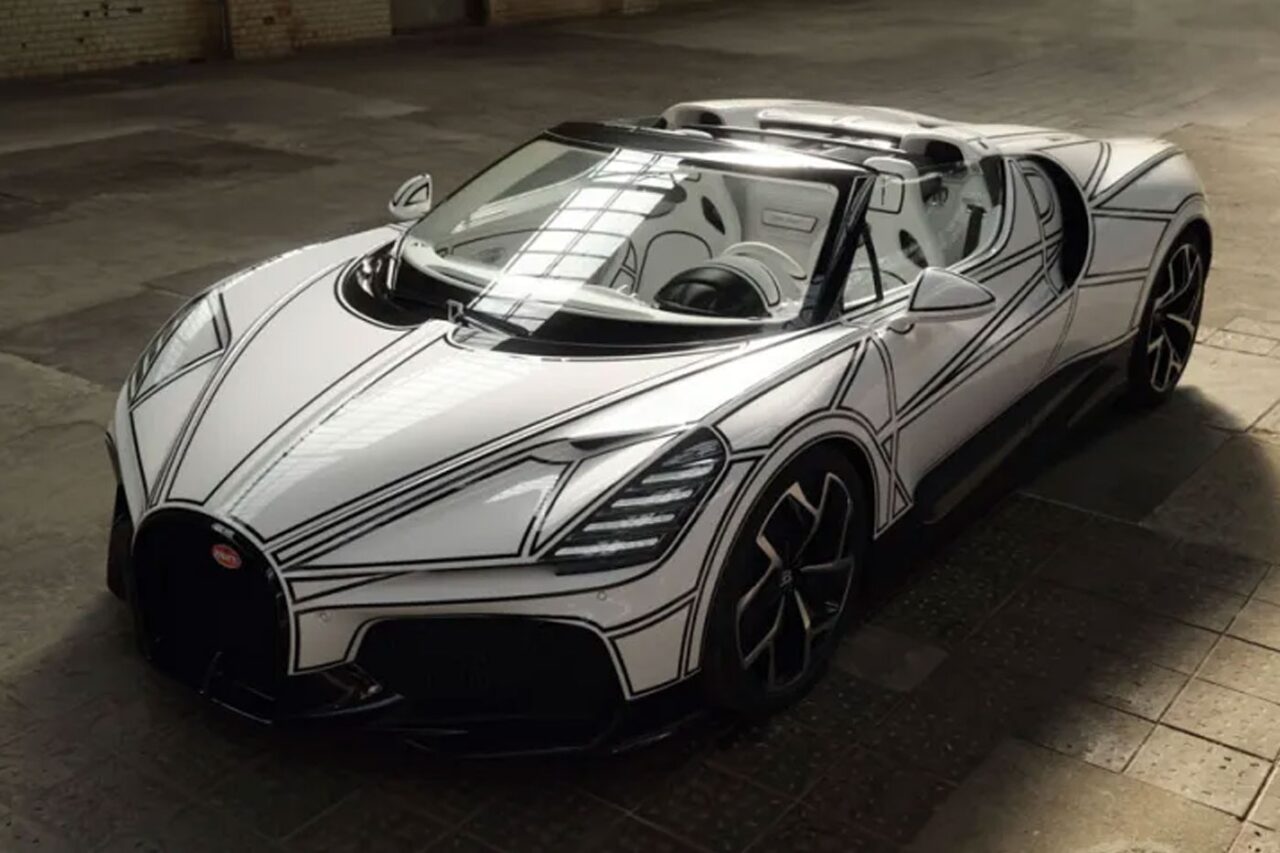 A Bugatti egyetlen porcelánba öltöztetett W16 Mistral hiperautóval tiszteleg a múltja előtt