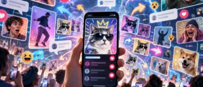 Internetes mémek és szállóigék terjedése a közösségi médiában okostelefonon és megosztásokon keresztül
