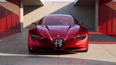 Az Alfa Romeo új korszaka hátrafelé nyíló ajtókkal és hibrid V6-ossal érkezik